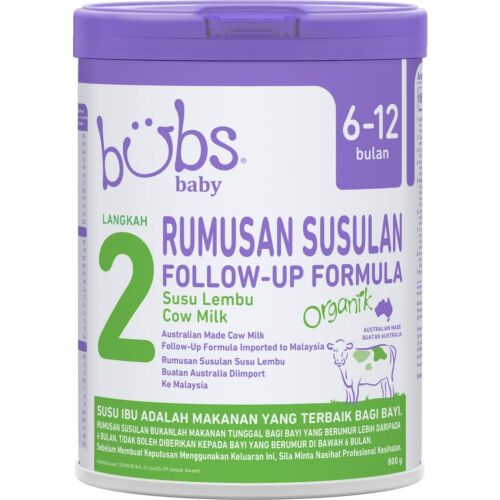 Bubs Organic Grass Fed Follow-On Formula *Stage 2* (6-12 Months) 800gm