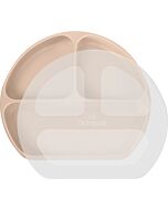 Abiie:﻿ Octopod Silicone Suction Triangle Plate With Lids (Apricot Blush)