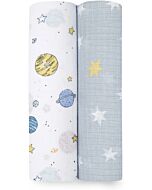 Aden+Anais: Essentials Cotton Muslin Swaddle 2 Pack (Space Cadet)