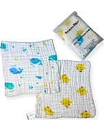 Akarana Baby: Cotton Gauze Muslin Baby Washcloth (Boy Set)