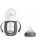 Beaba: 2-in-1 Training Bottle in Glass 210ml (Grey) - 20% OFF!!