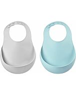Beaba: Silicone Bib 2pcs (Green Blue / Light Mist) - 20% OFF!!