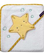 Clevamama: Bamboo Extra Large Apron Baby Bath Towel (White & Mustard)