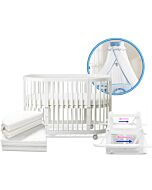 CHILUX Multifunctional Oval Baby Cot (COMBO 4: Cot + Coir Mattress + Mosquito Net)