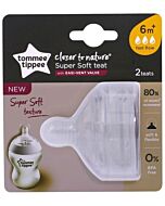 Tommee Tippee: Super Soft Teat with EASI-VENT Valve - Fast Flow (6 mths+) (2pk)