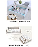 GGUMBI: 3 in 1 Transformation Bed - World Star (Grey) + Fabric Guard Protector (Beige)