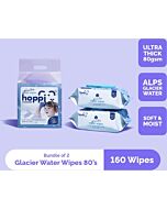 Hoppi: Glacier Water Wipes 80's x 2packs