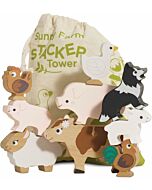 Le Toy Van: Wooden Stacking Animals & Bag (Farmyard)