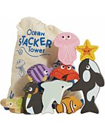 Le Toy Van: Wooden Stacking Animals & Bag (Ocean Life)