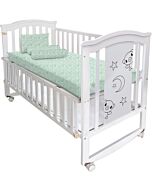Little Bean Premium: Wooden Baby Crib [L:130x70cm] (Curvy Solid)