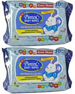 Pureen: Baby Wipes (Alcohol Free & Paraben Free) Value Pack 2x30's - 19% OFF!!