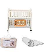 RaaB: Glücklich Baby Cot (Orange) + Latex Mattress + Yellow Bumper Set