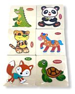 Funny Kid's: Solid Small Puzzle - Tortoise, Panda, Fox, Horse, Tiger & Dinosaur (Set B) - 10% OFF!!