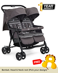 Joie: Aire™ Twin Double Buggy (from birth to 15kg) - Dark Pewter - RM400 OFF!!