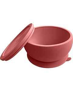 Abiie:﻿ Octopod Silicone Baby Suction Bowl With Lid (Terra Cotta)