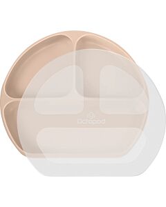 Abiie:﻿ Octopod Silicone Suction Triangle Plate With Lids (Apricot Blush)