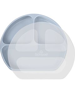 Abiie:﻿ Octopod Silicone Suction Triangle Plate With Lids (Grey)