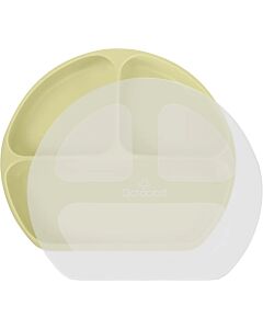 Abiie:﻿ Octopod Silicone Suction Triangle Plate With Lids (Pastel Yellow)