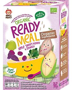 Apple Monkey: Instant Brown Rice and Red Rice Porridge 90g (Apple, Sweet Potato & Spinach)