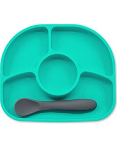 bbluv:﻿ Yümi Silicone Plate & Spoon Set﻿ (Aqua)