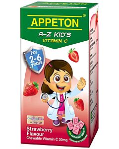 Appeton A-Z Vitamin-C (Strawberry) Tablets 100's (For 2-6 years old)