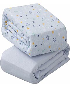 Clevamama: Jersey Cotton Fitted Sheets One Size Cot & Cot Bed [70x140x17cm] (Blue - 2pk)