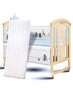 CHILUX 6 Mode Multifunctional Baby Cot - Peace Natural (COMBO 4: Full Set with Crown Cotton Cushion)