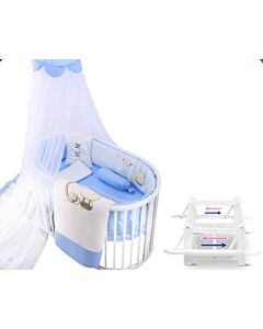 CHILUX Multifunctional Oval Baby Cot (COMBO 6: Full Set - Cot + Coir Mattress + Cushions + 5 Pillows + 1 Blanket + Mosquito) [PREORDER - For Nov 2025 shipment]