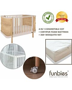 Funbies: Delia Baby Cot Set (Natural) [comes with mattress & mosquito net]