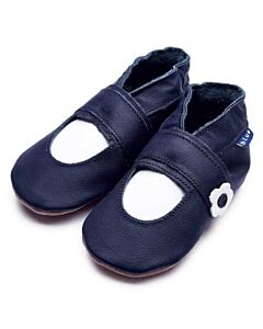 Inch Blue: Soft Sole Leather Shoes - Mary Jane Navy - Medium (6-12 months)