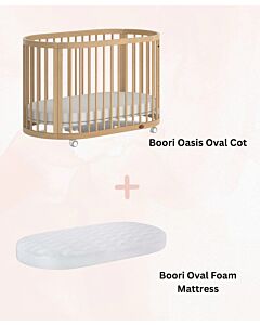 Boori: Oasis Oval Cot with Mattress (Beech)