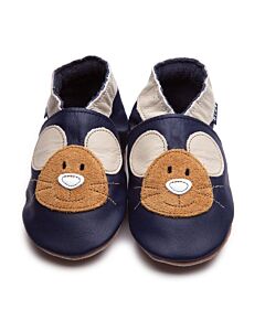Inch Blue: Soft Sole Leather Shoes - Squeak Navy - Large (12-18 months)