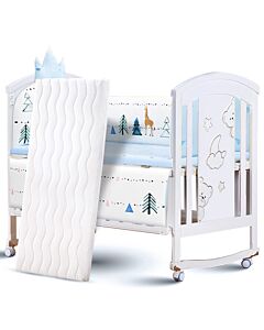 CHILUX 6 Mode Multifunctional Baby Cot - Peace White (COMBO 4: Full Set with Crown Cotton Cushion)