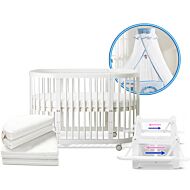 CHILUX Multifunctional Oval Baby Cot (COMBO 4: Cot + Coir Mattress + Mosquito Net)