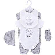 Earth Bebe: 5 in 1 Multi Set - White Grey Family (0 - 3 Months)