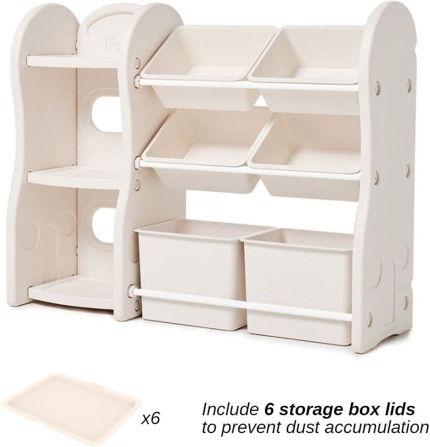 IFAM: Design Storage Rack & Bookshelf [2 Large 4 Small Baskets] (Beige)