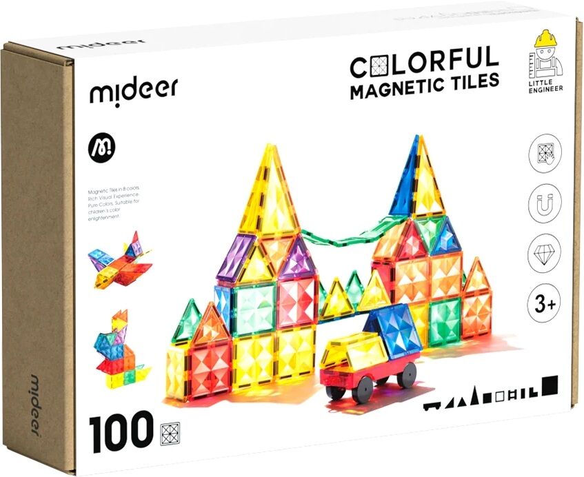 Mideer: Colorful Magnetic Tiles 100pcs